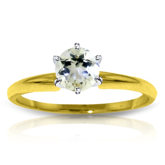 Galaxy Gold Products Jewelry - SOLID GOLD SOLITAIRE RING WITH NATURAL AQUAMARINE